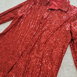 Source Unknown Red Sequin Blouse